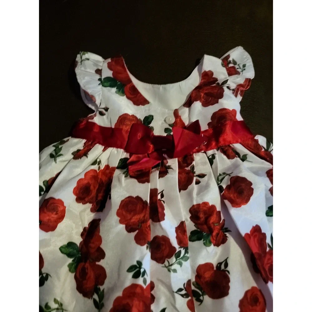Dressed up by Gymboree Christmas holiday rose dress size 0 3‎ months
